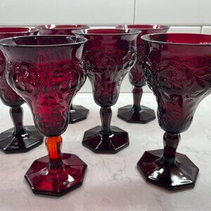 (5) Tall Water Goblet Red Rock Crystal by McKee